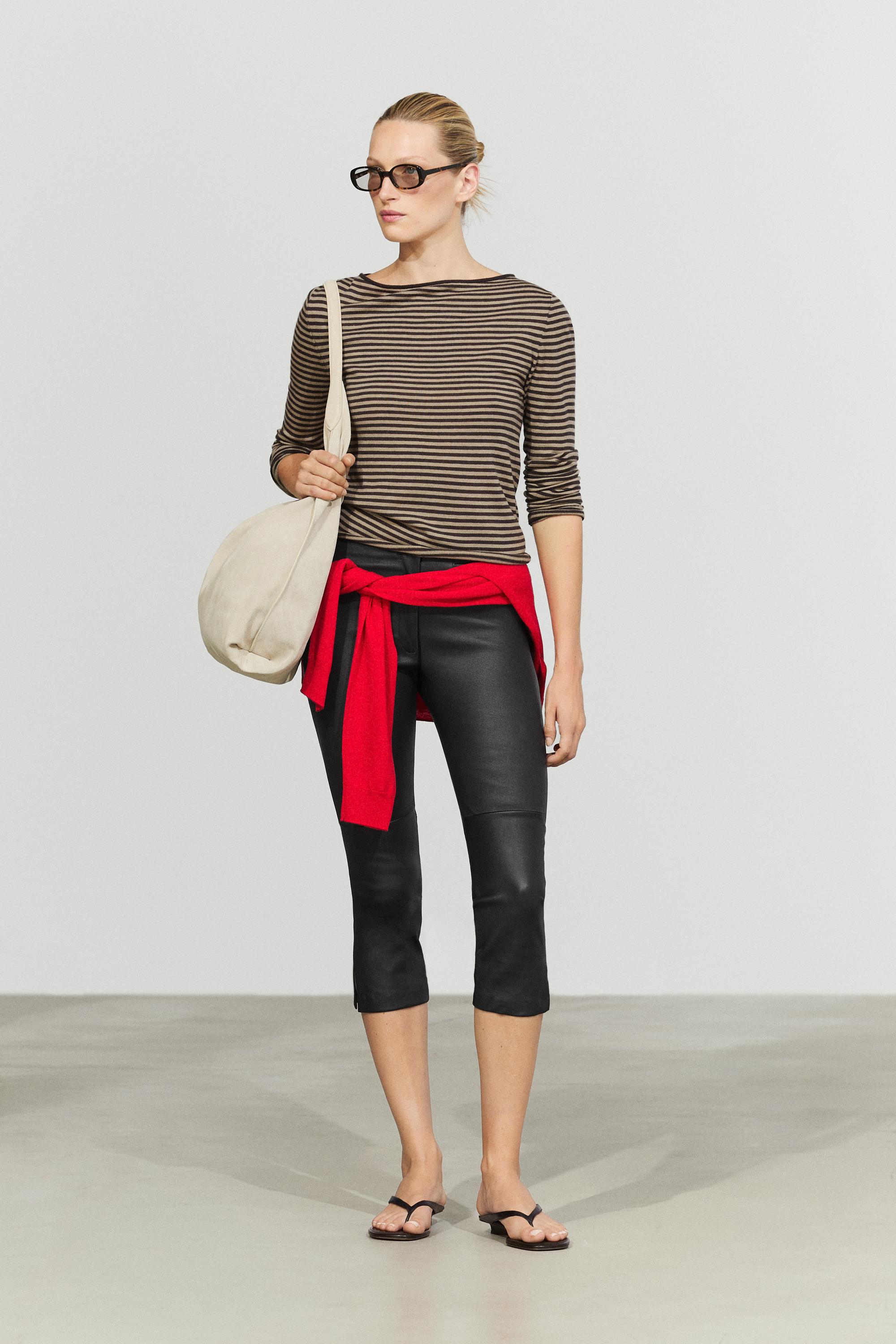 Striped wool-blend knit sweater